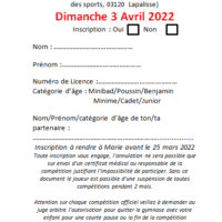 Fiche d’inscription TDJ 5 Lapalisse (Double) 20/02/2022