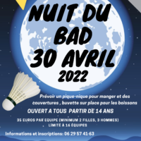 Nuit du badminton Samedi 30 Avril 2022