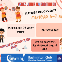 <strong>Inscriptions pour la matinée découverte minibad pour 5-7 ans  du mercredi 31 août 2022.</strong>