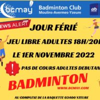 Attention JOUR FÉRIÉ 1 er novembre 2022