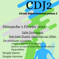 Inscriptions tournoi jeunes du dimanche 5 février 2023 à Varennes sur allier .