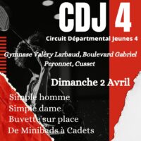 inscriptions pour tournoi jeunes de CUSSET dimanche 2 avril 2023