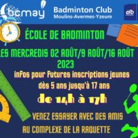 futures inscriptions jeunes à l'école de badminton saison 2023/2024 pour les nouveaux .