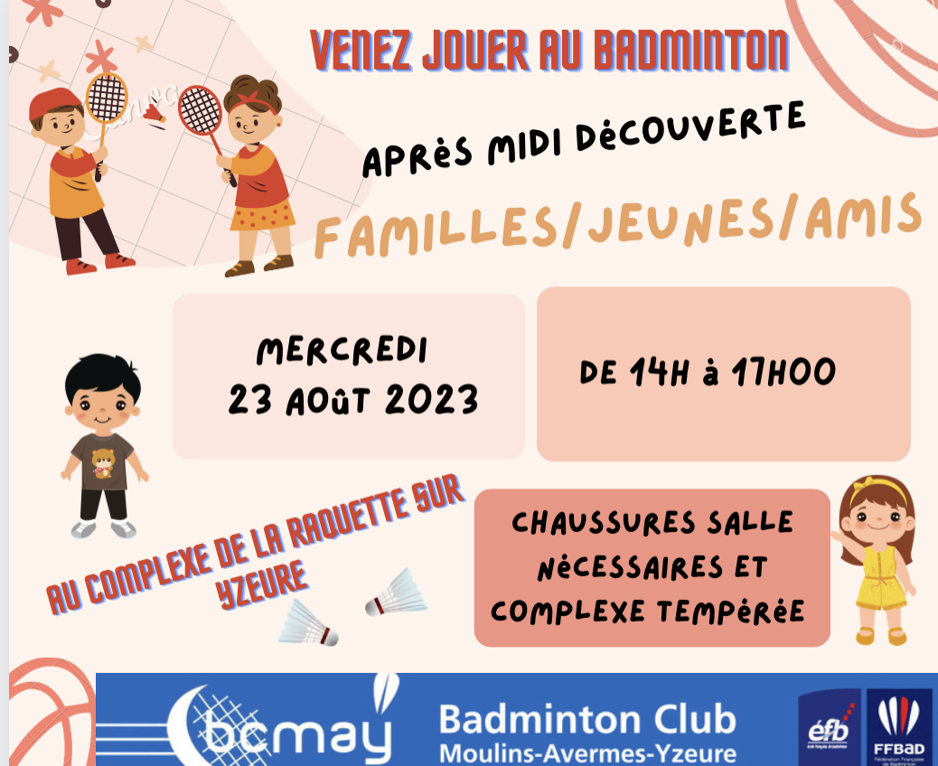 Mercredi 23 août 2023 après midi découverte badminton