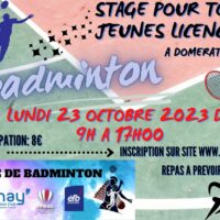 Stage badminton jeunes a Domérat 03 le lundi 23 octobre 2023
