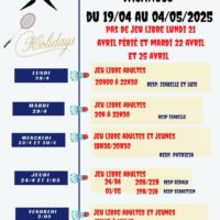 Horaires vacances de paques 2025