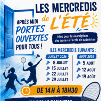 Venez découvrir le badminton cet été juillet et août 2026 ouvert à tous